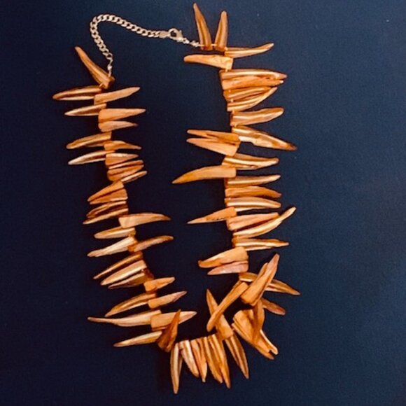 Mother of Pearl spike Shard Shell bib statement necklace